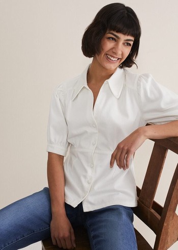 Phase Eight Cosette Denim Shirts White Canada | FKWSRB-254